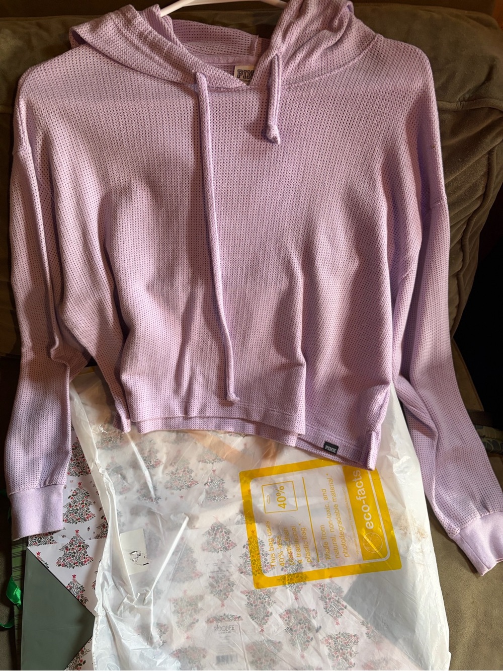 PINK Victoria's Secret Light Lavender Mesh Hoodie
